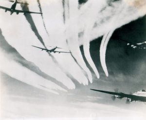 Heavy con. trails from hight squadron.  non in low squad. 100th bomb group Sept 1944
