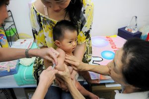 Vaccination,Hosobe clinic in Nezu Tokyo's Bunkyo Ward,16 September 2014. Satoko Kawasaki photo.