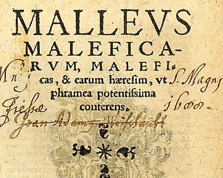 ο εξώφυλλο της έβδομης έκδοσης του Malleus Maleficarum, η οποία τυπώθηκε στην Κολωνία το 1520 (πηγή: Βιβλιοθήκη του Πανεπιστημίου του Σίντνεϊ)